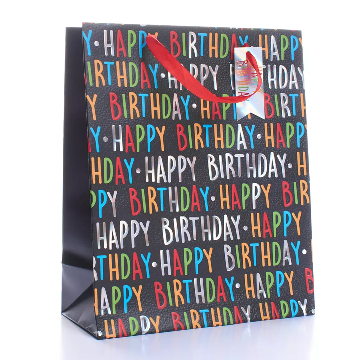 Happy Birthday Print (Black) Gift Bag