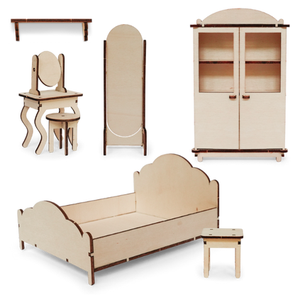 Dollhouse Furniture Kit - Bedroom (Scale 1:12)