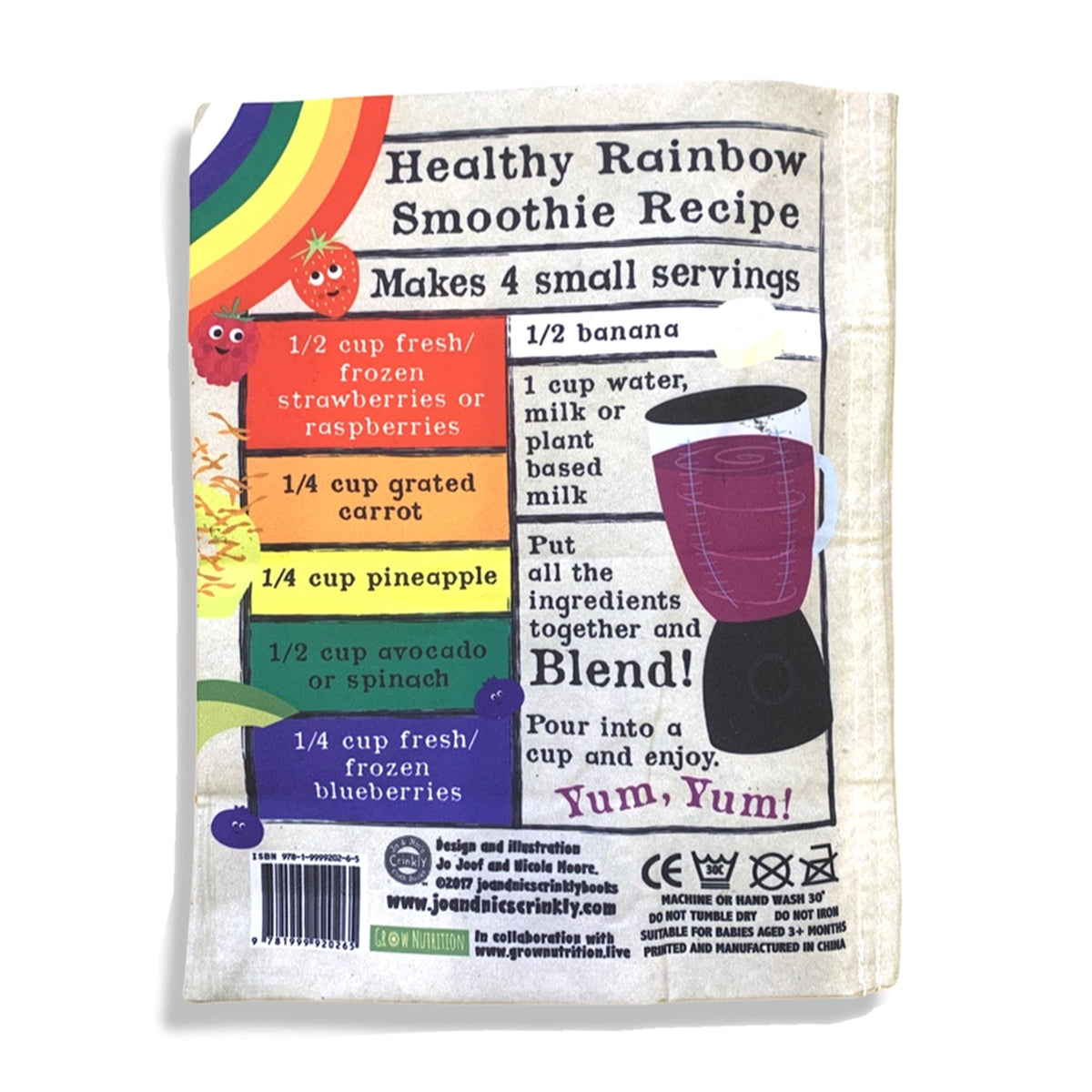 Nursery Times Crinkly Newspaper - Eat a Rainbow - Jo & Nic's Crinkly Cloth Books - The Forgotten Toy Shop