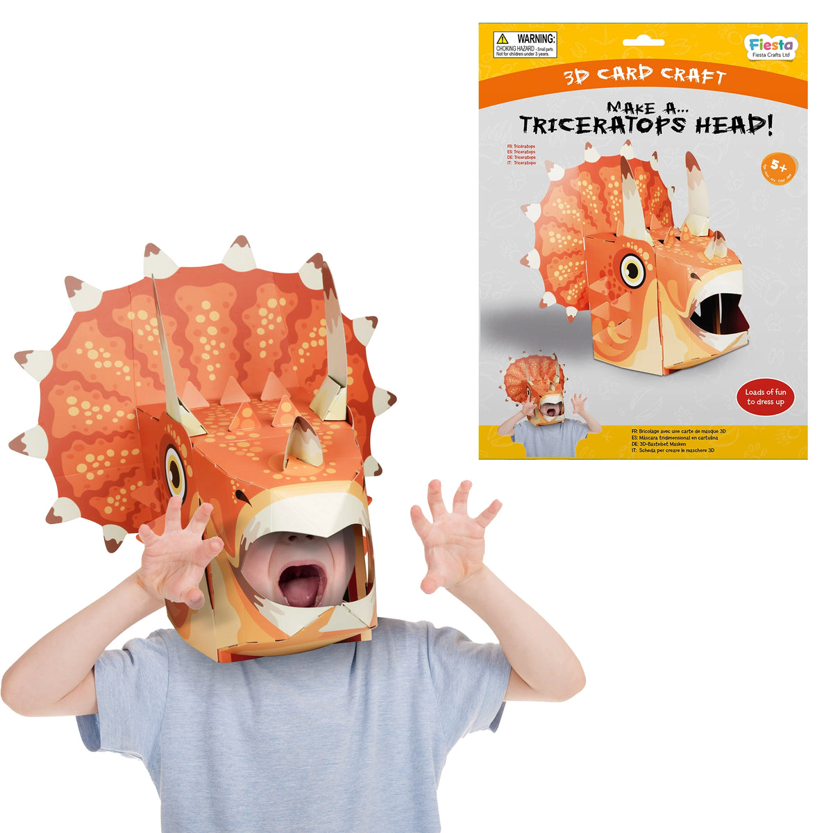 Make a 3D Full-Head Mask - Triceratops - Fiesta Crafts - The Forgotten Toy Shop